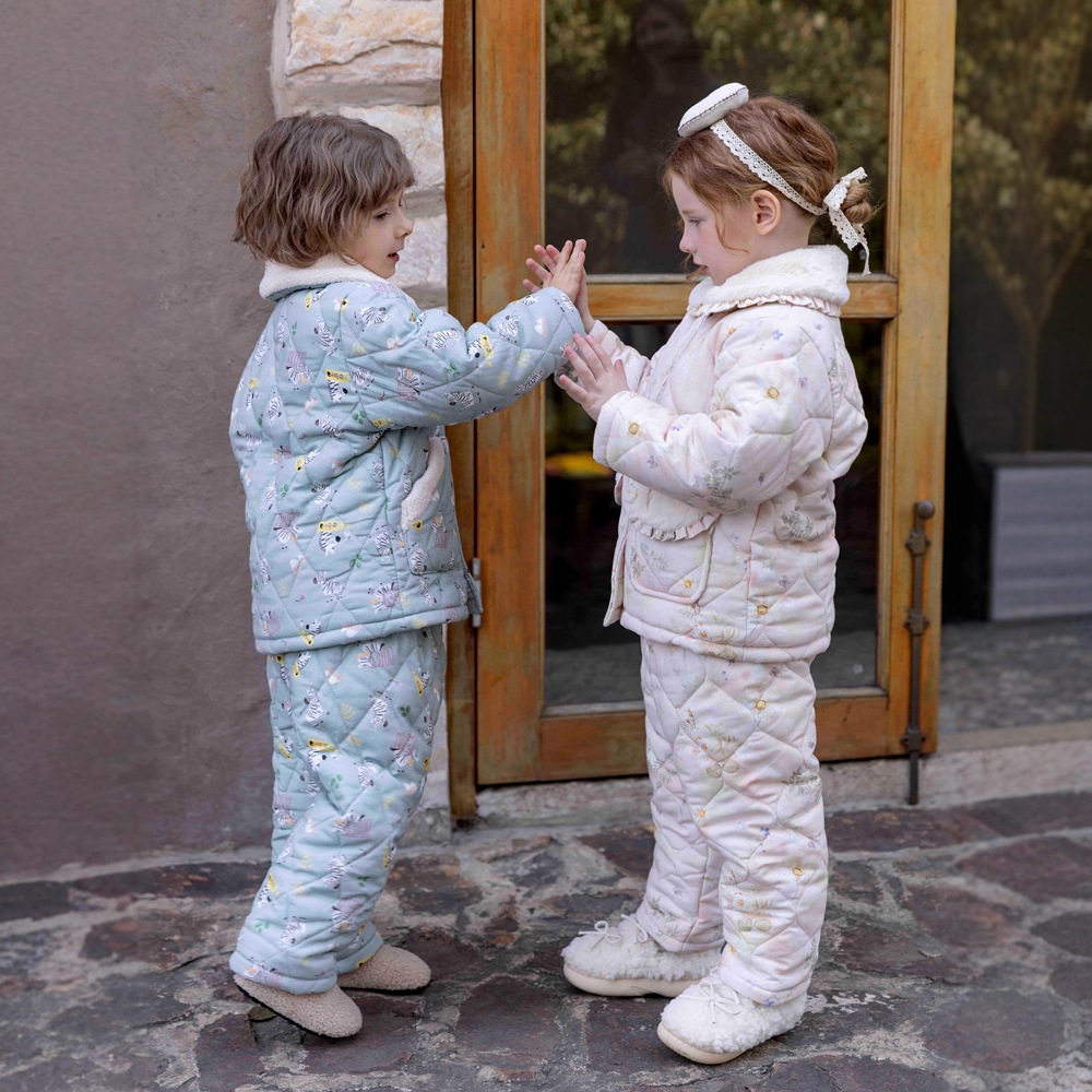 儿童三层夹棉卡通睡衣冬季女童加绒加厚家居服男童可外穿保暖,淘宝优惠券,粉丝福利购,淘宝优惠卷