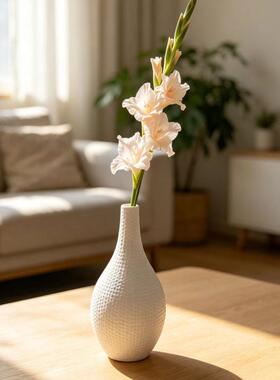简约黑白色·仿陶瓷花瓶水滴形纹理装饰摆件客厅桌面花器