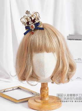 原创洛丽塔白雪姬头饰lolita大蝴蝶结发箍边夹颈饰皇冠