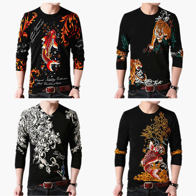 Sweater thin men's animal print sweater