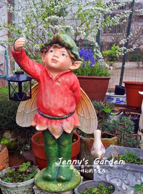 北欧童话花园精灵摆件 提风灯的花仙子 户外花园落地 店铺装饰