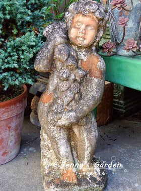 法式风复古人物做旧陶土摆件