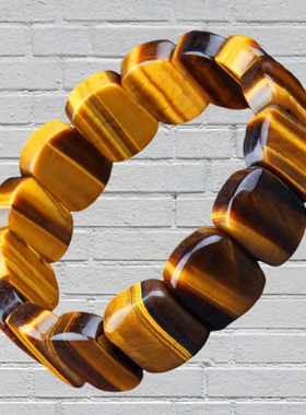 天然黄虎眼石手链男女高颜值