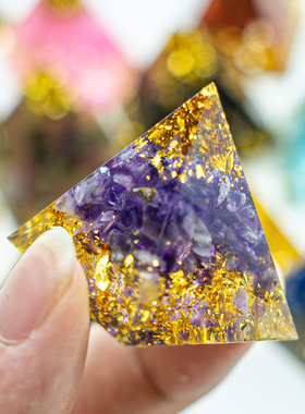 天然水晶金字塔虎眼石紫水晶