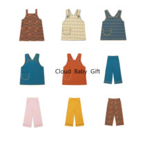 2023 Autumn Winter Mp Series Girls Baby Pure Cotton Retro Printed Personality Crushed Floral Braces Skirt Broadleg Long Pants