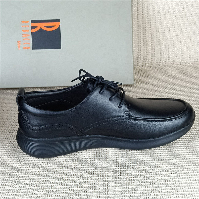 瑞贝卡专柜正品撤柜断码真皮男鞋黑色休闲软底百搭通勤爸爸鞋单鞋,淘宝优惠券,粉丝福利购,淘宝优惠卷
