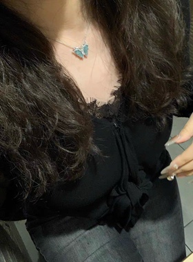 S925银翡翠蝴蝶项链礼物送礼盒礼袋情人节生日礼物顺丰6