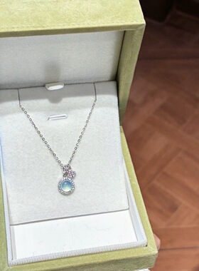 S925银纯银新款海蓝宝温柔纯银项链不褪色礼盒礼袋新年顺丰3