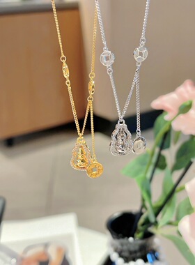 S925银纯银新款钱币葫芦流苏纯银项链不褪色礼盒礼袋新年顺丰3