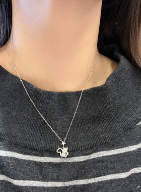 S925银纯银莫桑钻独角兽项链纯银项链不褪色礼盒礼袋新年顺丰3