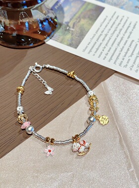 S925银纯银新款马上有钱手链不褪色七夕送礼盒礼袋顺丰12不退换