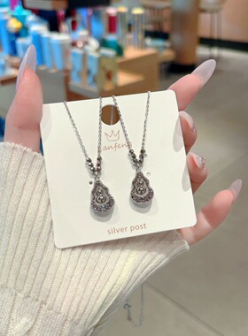 S925银纯银碎冰冰葫芦项链纯银项链不褪色礼盒礼袋新年顺丰3