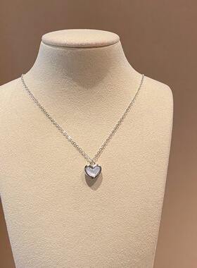 S925银纯银白贝母爱心纯银项链不褪色礼盒礼袋新年顺丰3