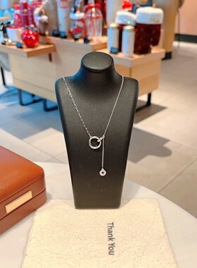 S925银纯银莫比乌斯双环扣流苏纯银项链不褪色礼盒礼袋新年顺丰3