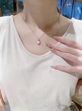 S925银纯银淡水珍珠莲花纯银项链不褪色礼盒礼袋新年顺丰3