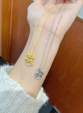 S925银纯银马上有钱纯银项链送礼盒礼袋圣诞新年春节礼物顺丰12