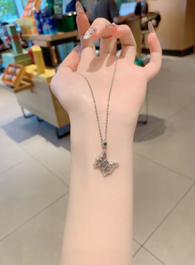 S925银翡翠蝴蝶银项链送礼盒礼袋纪念日圣诞礼物顺丰11