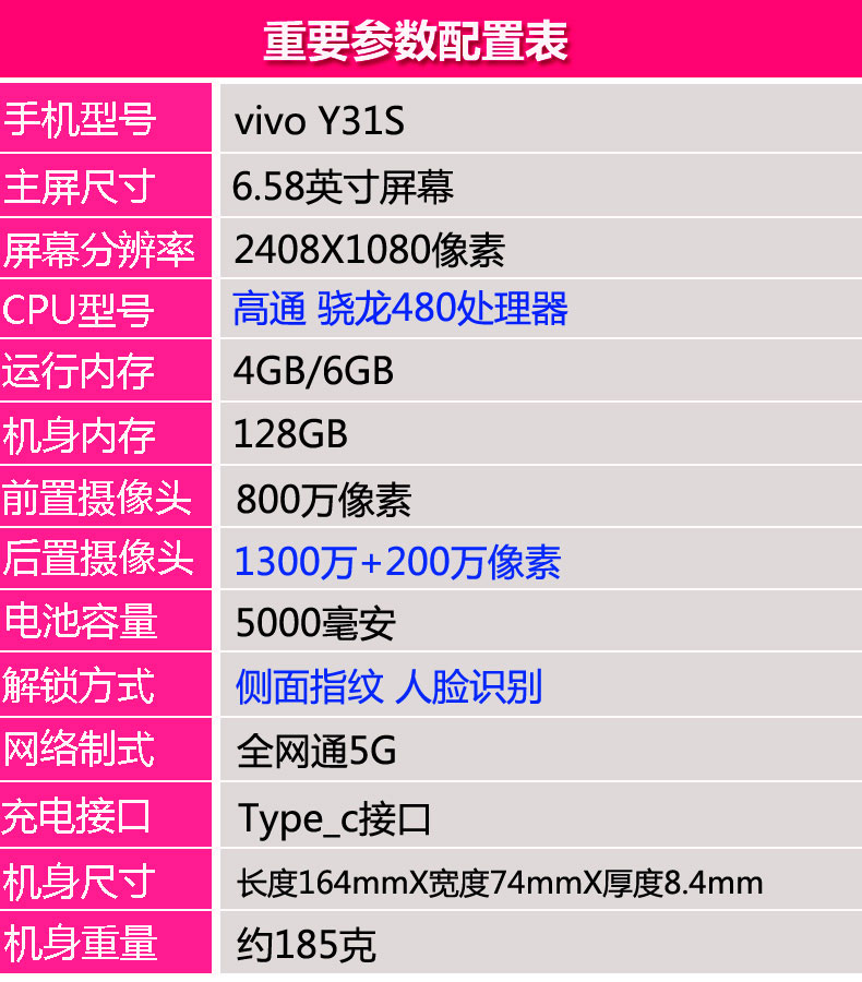 vivo Y31S双模5G骁龙处理器6.5英寸大屏大电池全网通智能手机-图0