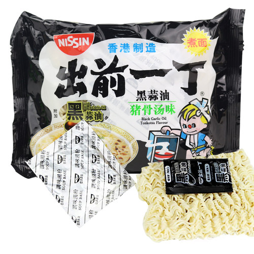 香港进口 日清出前一丁 黑蒜油猪骨汤味油炸方便面泡面100g*5包 - 图3
