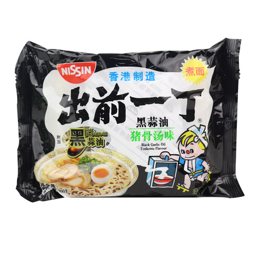 香港进口 日清出前一丁 黑蒜油猪骨汤味油炸方便面泡面100g*5包 - 图2