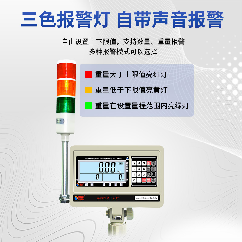 安衡上下限报警称三色灯声光检重电子台秤计重台称带报警灯电子称-图1