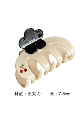 复古樱桃镶钻鲨鱼夹高马尾