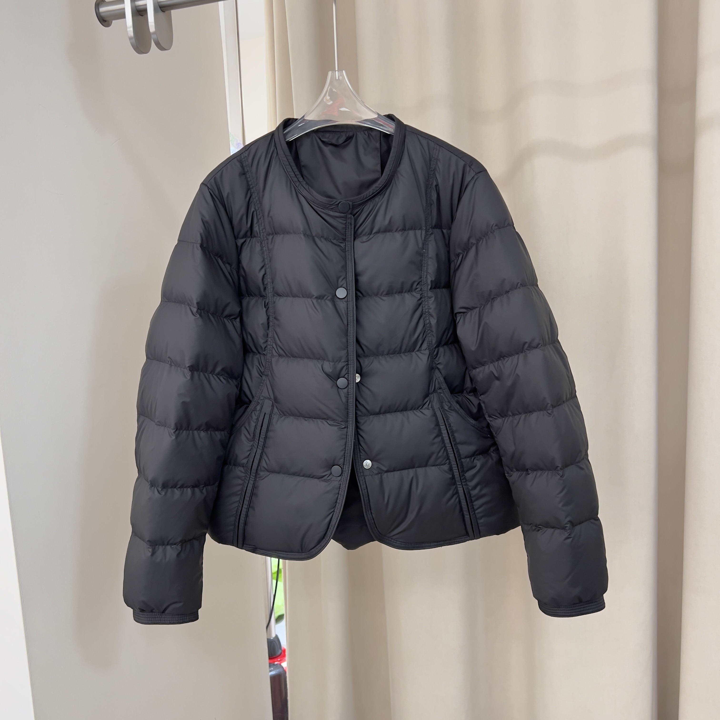 小版简约轻便轻便圆领90白鸭绒羽绒服女百搭设计感小众外套冬6006-图0