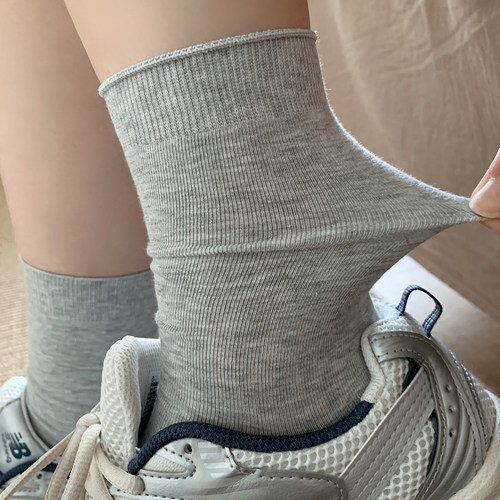 基础款无骨袜子女中筒袜夏天薄款纯色月子袜ins简约百搭堆堆袜 - 图1