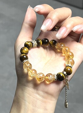 天然黄塔晶虎眼石多宝手串提升气场财运事业饰品手链