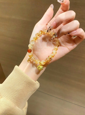 天然黄塔晶响铃吞金兽手串手链招财送女友闺蜜寺庙同款她屿