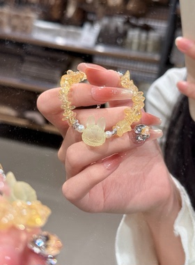 天然黄水晶碎石手链labubu小众设计感高级轻奢精致闺蜜礼物她屿
