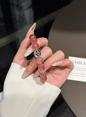 天然黑曜石草莓酱情侣款手链小众串珠手串招财本命年手链她屿