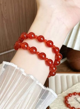 她屿Lumi赵露思许妍同款天然红玛瑙手串招财转运珠手链女款送礼物