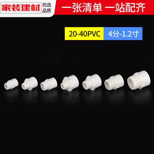 pvc外丝直接头给水外牙直通接口20 4分25 6分32 50水管配件管件 - 图0