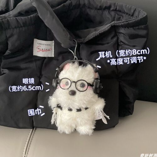 棉花娃娃小狗耳机眼镜配件冷酷学院风帅气头戴式娃用装饰耳机模型 - 图1