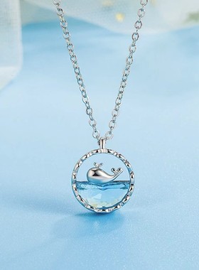 2026项链女鲸生有你高级感女幻彩蓝色大海锁骨链海洋系列批发