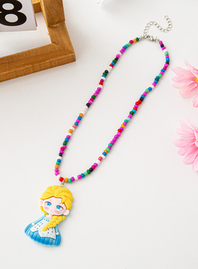 儿童可爱树脂荧光彩色女孩项链女童夏日卡通小米珠挂链亲子首饰