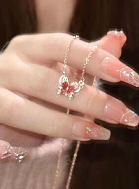 花丝蝴蝶项链ins学生小众轻奢高级百搭设计气质锁骨吊坠女