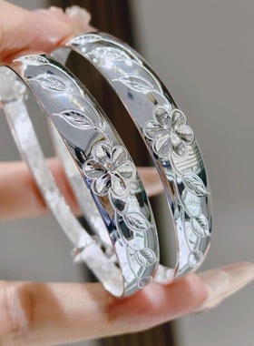 推拉印花手镯满天星镂空花纹雪花繁花复古花时尚送妈妈