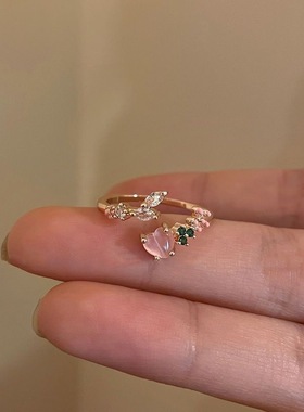 双层爱心开口戒指ins小众女设计轻奢高级感食指戒可调节指环