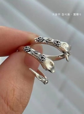 蛇沼复古银色暗黑高级感情人节男女手饰潮男个性蛇形戒指