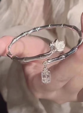 爆款平安竹莲手镯女轻奢高级感可调节送闺蜜女友生日小众设计
