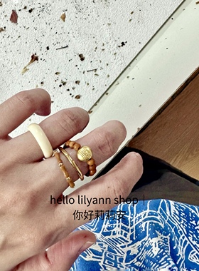 18k镀金扎吉拉姆木质竹节戒指