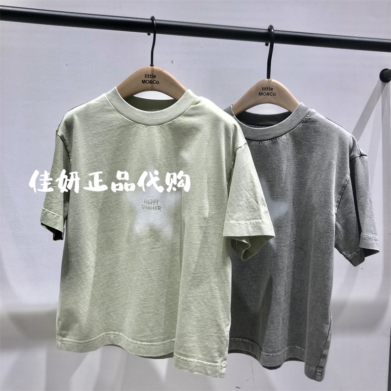 little moco专柜正品24年夏男女童洋气简约百搭短袖T恤KBD2TEE040-图0