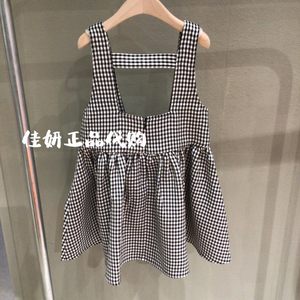 little moco专柜正品23年春女童格纹无袖连衣裙子KBC1DRS027