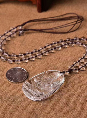 2026白水晶守护神吊坠本命虚空生肖牛虎旺财吊坠