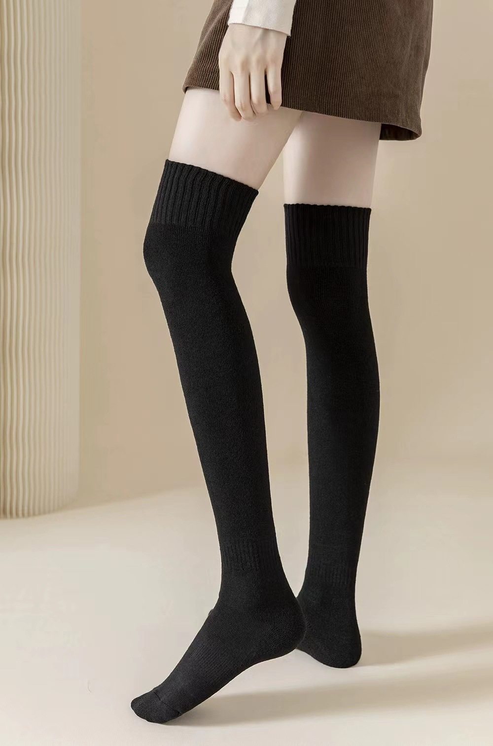 【恩佳专享】4双装过膝袜高筒袜秋冬加绒加厚保暖大腿长袜冬毛圈,淘宝优惠券,粉丝福利购,淘宝优惠卷