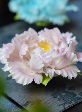 手捏陶瓷牡丹仿真花插花瓶桌面摆件家居装饰送朋友礼物精油扩香器