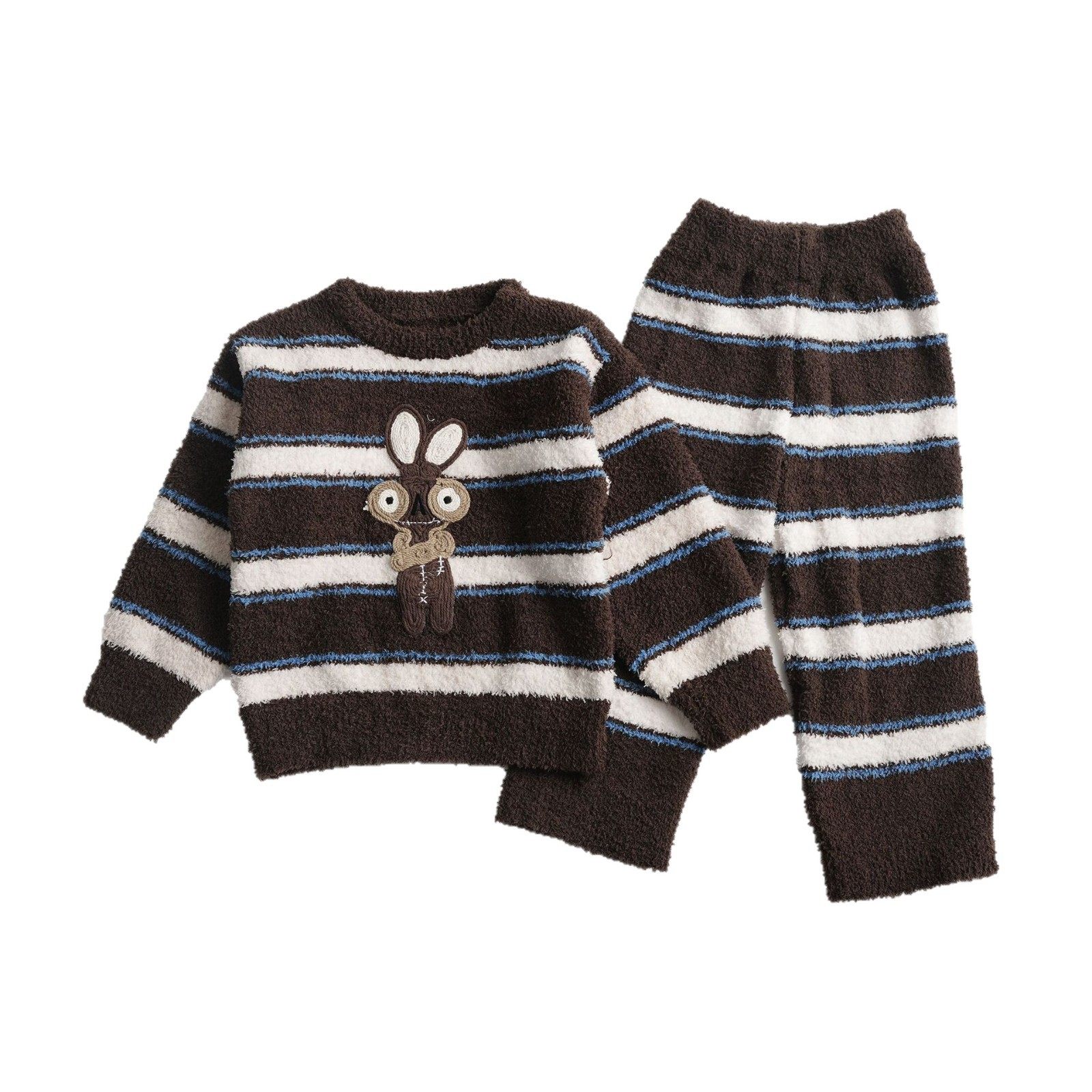 小杰家2025冬季新款男童家居服韩版新款童装卡通条纹保暖睡衣套装,淘宝优惠券,粉丝福利购,淘宝优惠卷