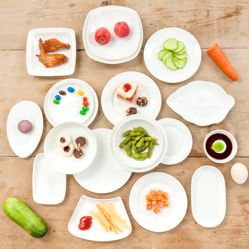 纯白骨瓷火锅菜盘商用碟子陶瓷餐具家用小盘子吃碟6寸浅盘吐骨碟 - 图0